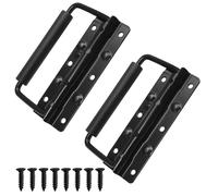 Litoexpe 2pcs Spring Loaded Handles 4.9 Inch, Black Heavy Duty Handle, Stainless Steel Chest Handle with Rubber Grip, Surface Mount Folding Handles for Toolbox Chest Case Trunks Crates Storage Boxes