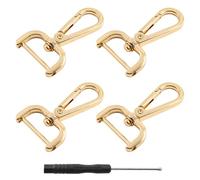 Litoexpe 4-Pack Detachable Snap Hook Swivel Clasp with 1 Inch Screw Bar, Gold Heavy Duty Swivel Lobster Claw Clasps, with Cross Screwdriver