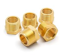 Litoexpe 5Pcs Brass Reducer Hex Bushing, 3/4" NPT Male to 1/2" NPT Female Thread Reducer Adapter