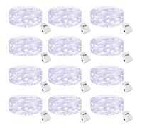 litogo 12 Pack Fairy Lights Battery Operated with Timer, 3 Modes String Lights Battery Powered, 2M 20 LED Waterproof Silver Wrie Small Fairy Lights Indoor for Jars Vases Party Christmas, Cool White