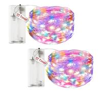 litogo 2 Pack Battery Fairy Lights Indoor with Timer, 3 M 30 LED String Lights Battery Operated, Copper Wire Christmas Lights Waterproof for Bedroom Party Wedding Decorations, Multicolour
