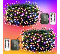 litogo 2 Pack Fairy Lights Battery Operated with Remote, 5M 50LED Timer Christmas String Lights Battery Powered, 8 Mode Waterproof Outdoor Xmas Light for Outside Tree Garden Indoor Decor, Multicolor