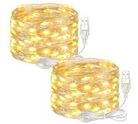 litogo 2 Pack USB Fairy Lights, 5M 50LED USB String Light, Copper Wire Fairy Lights for Indoor, Christmas, Bedroom, Party, Wedding(Warm White)