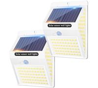 litogo [2 Pack White Frame 140LED Solar Security Lights Outdoor, Solar Motion Sensor Lights 270ºWide Angle Waterproof Solar Powered Durable Wall Lights Outside 3 Modes