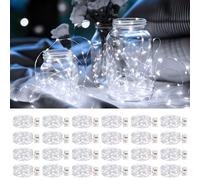 litogo 24 Pack Fairy Lights Battery Operated with Timer, 3 Modes String Lights Battery Powered, 2M 20 LED Waterproof Silver Wrie Small Fairy Lights Indoor for Jars Vases Party Christmas, Cool White