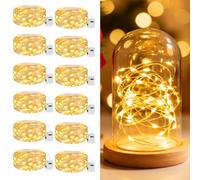 Litogo 3 Modes Small Fairy Lights Battery Operated, 12 Pack 2M 20LED String Lights Battery Powered, IP65 Waterproof Mini Silver Wire Lights for Jars Christmas Bedroom Party Indoors Outdoor, Warm White