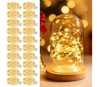 Litogo 3 Modes Small Fairy Lights Battery Operated, 20 Pack 2M 20LED String Lights Battery Powered, IP65 Waterproof Mini Silver Wire Lights for Jars Christmas Bedroom Party Indoors Outdoor, Warm White