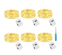 Litogo 3 Modes Small Fairy Lights Battery Operated, 6 Pack 2M 20 LED String Lights Battery Powered, IP65 Waterproof Mini Silver Wire Lights for Jars Christmas Bedroom Party Indoors Outdoor, Warm White