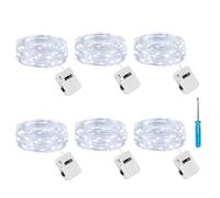Litogo 3 Modes Small Fairy Lights Battery Operated, 6 Pack 2M 20 LED String Lights Battery Powered, IP65 Waterproof Mini Silver Wire Lights for Jars Christmas Bedroom Party Indoors Outdoor, Cool white