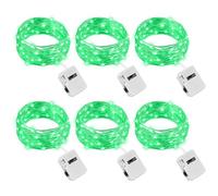 litogo 3 Modes Small Fairy Lights Battery Operated, 6 Pack 2M 20 LED String Lights Battery Powered, IP65 Waterproof Mini Silver Wire Lights for Jars Christmas Bedroom Party Indoors Outdoor, Green