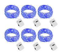 litogo 3 Modes Small Fairy Lights Battery Operated, 6 Pack 2M 20 LED String Lights Battery Powered, IP65 Waterproof Mini Silver Wire Lights for Jars Christmas Bedroom Party Indoors Outdoor, Blue