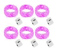 litogo 3 Modes Small Fairy Lights Battery Operated, 6 Pack 2M 20 LED String Lights Battery Powered, Waterproof Mini Silver Wire Lights for Jars Wedding Bedroom Party Valentines Day Decoration, Purple