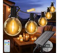 litogo 30M/98Ft Solar Festoon Lights Outdoor with Remote, 40+2 Bulbs Solar String Lights Outdoor Garden Dimmable, 8 Modes Timer Patio Light for Outside Wedding Backyard Party Camping (Warm White)