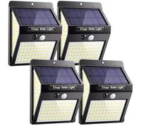 litogo 4 Pack 140 LED Solar Security Lights Outdoor, 270°Wide Angle Motion Sensor Solar Powered Wall Lights, 3 Modes IP65 Waterproof Outside Lighting for Garden Fence Front Door Yard Garage Pathway