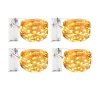 litogo 4 Pack Battery Fairy Lights Indoor with Timer, 3 M 30 LED String Lights Battery Operated, Copper Wire Christmas Lights Waterproof for Bedroom Party Wedding Decorations, Warm White