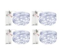 litogo 4 Pack Battery Fairy Lights Indoor with Timer, 3M 30LED String Lights Battery Operated, Waterproof Copper Wire Christmas Lights for Bedroom Party Wedding Decorations, Cool White