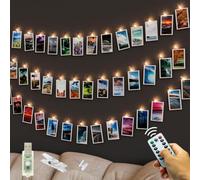 litogo 50 LED Photo Clip String Lights with Timer, USB Plug in Remote Control with 8 Modes Photo Peg Fairy Lights, 30 Clips & 10 Nails Hanging String Photo Frames Decoration for Wedding Party