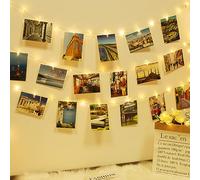 litogo 5M 50 LED Photo String Lights with Timer, Pegs Clip Fairy Light Battery Powered, Mini Polaroid Picture Hanging Lights for Display Bedroom Party Birthday Wall Decorations