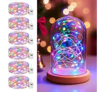 Litogo 6 Pack 3 Modes Small Fairy Lights Battery Operated, 2M 20LED String Lights Battery Powered, IP65 Waterproof Mini Silver Wire Lights for Jars Christmas Bedroom Party Indoors Outdoor,Multi-colour
