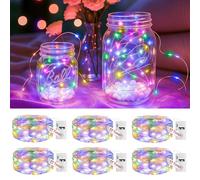 litogo 6 Pack Fairy Lights Battery Operated with Timer, 3 Modes String Lights Battery Powered, 2M 20 LED Waterproof Silver Wrie Small Fairy Lights Indoor for Jars Vases Party Christmas, Multicolour
