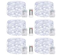 litogo 6 Pack Fairy Lights Battery Operated with Timer, 5M 50 LED Copper Wire Micro LED String Lights Indoor, Cool White Hanging Twinkle Lights for Bedroom Christmas Party Wedding DIY Decoration