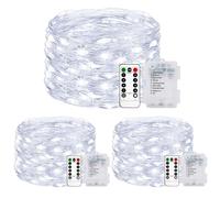 litogo Battery Fairy Lights with Timer, [3 Packs/5M/50 LED] Copper Wire Micro LED String Lights Indoor, Cool White Hanging Twinkle Lights for Bedroom Christmas Party Wedding DIY Decoration