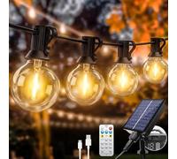 litogo Solar Festoon Light Outdoor with Remote,13M/43FT Dimmable Garden String Lighting Waterproof,USB Solar String Lights with 8 Modes LED G40 Shatterproof Bulbs for Fence Patio Gazebo Party