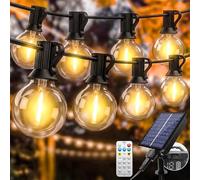 litogo Solar Festoon Light Outdoor with Remote,2Pack 13M/43FT Dimmable Garden String Lighting Waterproof,USB Solar String Lights with 8 Modes LED G40 Shatterproof Bulbs for Fence Patio Gazebo Party
