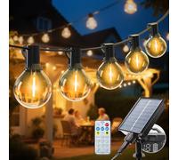 litogo Solar Festoon Lights Outdoor with Remote, 10M/32.81FT Solar Lights Outdoor Garden, 12+1 LED G40 Bulbs Waterproof Warm White String Lights for Garden, Party, Outside, Pergola, Backyard, Gazebo