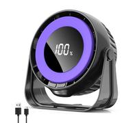 LITOHOM Desk Fan USB Rechargeable,Mini Turbo Desktop Fan with LED Display, 5 Wind Gear,360° Adjustable Tilt,Battery Powered Silent Table Fan for Bedroom Home kitchen Office Travel (Black)