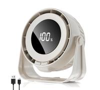 LITOHOM Desk Fan USB Rechargeable,Mini Turbo Desktop Fan with LED Display, 5 Wind Gear,360° Adjustable Tilt,Battery Powered Silent Table Fan for Bedroom Home kitchen Office Travel (White)