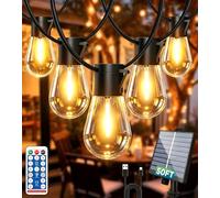 LITOHOM Solar Festoon Lights Outdoor,15M/50FT Solar Powered Garden String Lights with Remote, 20 Shatterproof IP65 Waterproof S14 Bulbs,Dimmable,4 Modes Outside Lights for Gazebo Graden Backyard
