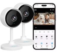 litokam indoor camera 2K, pet cameras with phone app, Little elf Smart camera with Night Vision, Motion Detection, 2-Way Audio, Baby Monitor for House Security,Work with Alexa(2 Pack)