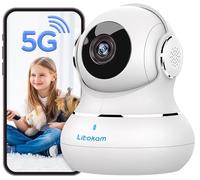 litokam Littleelf Security Camera Indoor, 2K Pet Dog Cameras House Security with APP, Baby Monitor with Motion/Crying Detection, WiFi Camera with 2-Way Audio (White, 5G&2.4G-1Pack)