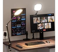 LitONES 2 Packs Video Conference Light for Computer, 15W Desk Light for Zoom Calls Meeting with C-Clamp & Metal Swing Arm, Podcast Lighting Kit with Remote, Memory & Timing CRI＞95