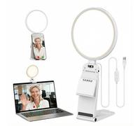 LitONES 5" Ring Light For Zoom Meetings, LED Desk Ring Light For Video Calls, Clip on Light With Phone Holder For Computer/Laptop/Webcam, White Desk Light For Video Recording/Streaming/Selfie