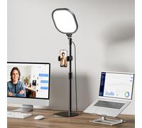LitONES Desk Ring Light with Stand & Phone Holder, CRI97.8 LED Video Light | Flicker-Free Soft Light, 10 Brightness Levels & 3 Colours, Adjustable Height for Zoom, Streaming, Webcam and Content Creation