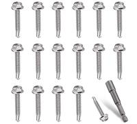 Litorange 101 PCS M4.2x50mm 410 Stainless Steel Self Drilling Hex Head Screws, Hex Head Self Tapping Screws with Hex Socket for Ventilation Pipes, Fans, Metal Rails