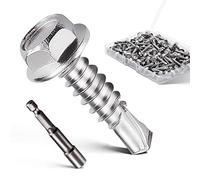 Litorange 121 PCS M4.2x16mm 410 Stainless Steel Self Drilling Hex Head Screws, Hex Head Self Tapping Screws with Hex Socket for Ventilation Pipes, Fans, Metal Rails