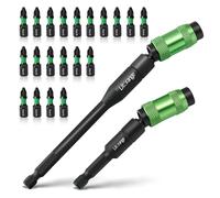LitOrange 22Pcs 90mm & 145mm Magnetic Pivoting Impact Screwdriver Drill Bit Holder with 20 x 25mm PZ2 Bits Rotary Drill Extension Bit Holder for Narrow Spaces or Corners