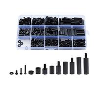 Litorange 320PCS M2 Male Female Nylon Hex Spacer Standoff Screw Nut Assorted Assortment Kit (Black)