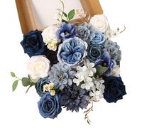 LITOYNAN Artificial Flowers Combo Box for DIY Handcrafted Bouquets Centerpieces Floral Arrangements,Dusty Blue Flower with Stem Exquisite Faux Roses Set Multi Use Wedding Party Home Decorations