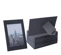 Litpoetic 100 Pack Standing Paper Picture Frames 4x6,Cardboard Photo Frame with Easel,Paper Photo Frame Cards,Gallery Frames Bulk For Thanksgiving, Halloween, Fall Decor, Classroom Craft DIY, Black