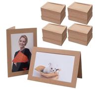 Litpoetic 200 Count Photo Frame Cards with Envelopes 4x6 Paper Picture Frame Notecards Photo Card Holder and Envelopes Set for Father's Day,Graudation,Birthday Classroom DIY (Kraft)