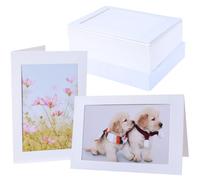 Litpoetic 50 Count Photo Frame Cards with Envelopes 4x6 Paper Picture Frame Notecards Photo Card Holder for Thanksgiving Halloween Wedding Birthday Classroom DIY Fall Decor - White