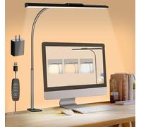litren Clip On Desk Lamps for Office Home Desk Lights with Clamp with 3 Light Modes,10 Brightness 10W USB Adapter Adjustable LED Clamp Light for Computer Desktop Workbench Monitor Lamp