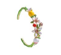 LITRENDY Enamel Open Cuff Bracelet for Women, Floral Fruit Decorated Statement Bangle with Rhinestones, Colorful Fashion Jewelry for Daily Party Wear