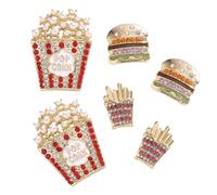 LITRENDY Food Drink Stud Earrings Set for Women, Cute Food-themed Statement Earring Studs with Rhinestone, Fashion Summer Fun Jewelry Gifts, L, Alloy Steel, No Gemstone