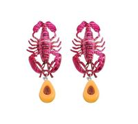 LITRENDY Pink Lobster Dangle Earrings for Women, Hypoallergenic Lightweight Alloy Shell Crayfish Earring, Unique Beach Theme Cute Crawfish Jewelry Gifts for Summer Festivals Party