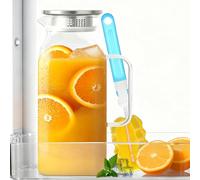 Litrue 2L Water Pitcher for Fridge Door, Clear High Borosilicate Glass Water Jug with Stainless Steel Lid for Milk, Cocktail,Tea,Coffee and Juice Hot or Cold Beverage